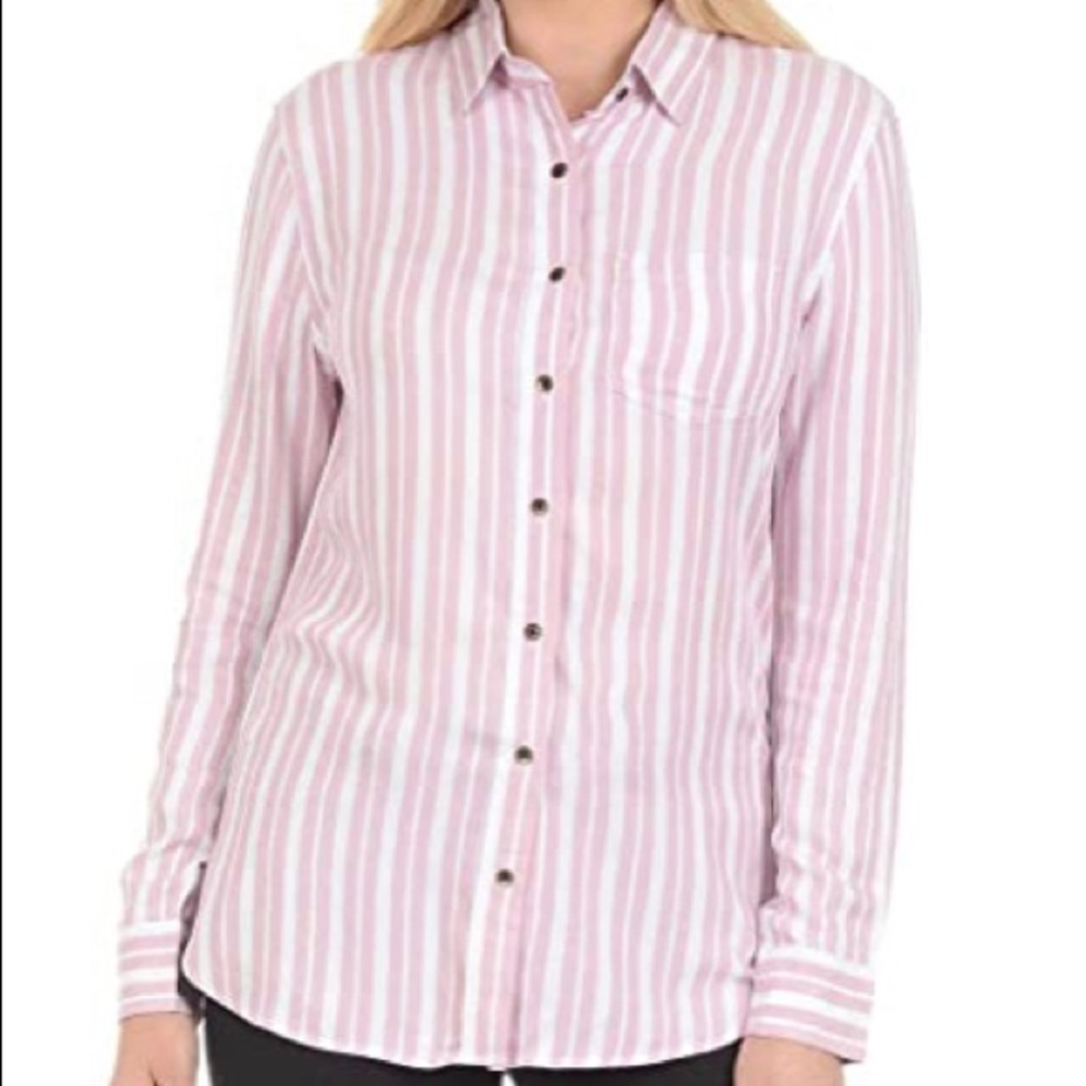 JACHS Girlfriend Womens Striped Button Down Shirt